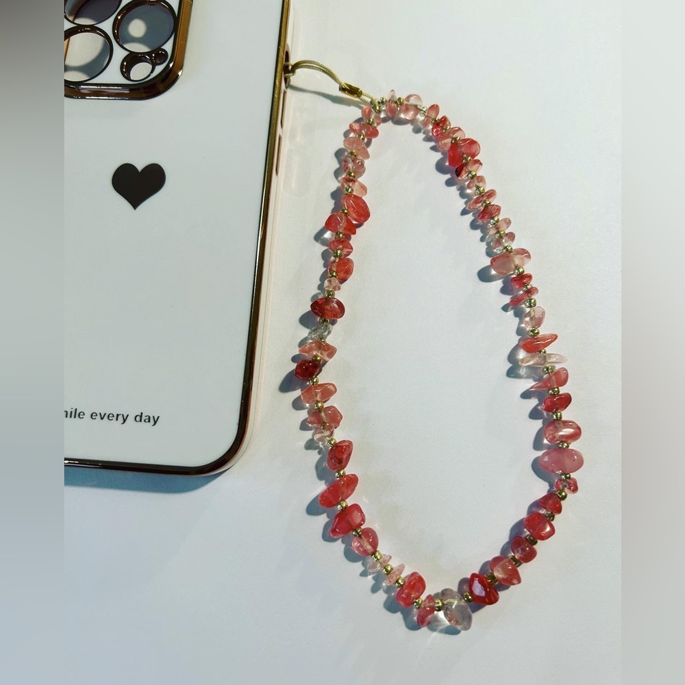Cherry Quartz Phone Chain